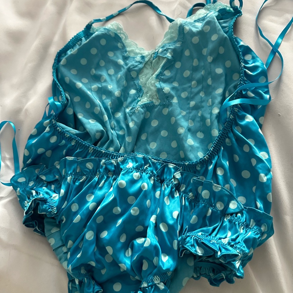 VINTAGE RARE Victoria's Secret Sexy Little Things Satin polka dot romper teddy - Picture 7 of 7